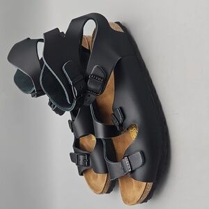Birkenstock Athen Black Leather Ankle strap Gladiator Roman Sandals Women 6